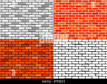 Set seamless grunge brick wall textures. Realistic, gray, black and white brickwall backgrounds. Patterns for design. Vector illustration Stock Vector