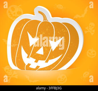 Halloween sticker with pumpkin, element for design, vector illustration Stock Vector