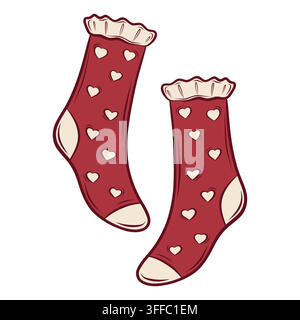 Vector illustration of red socks with hearts Stock Vector