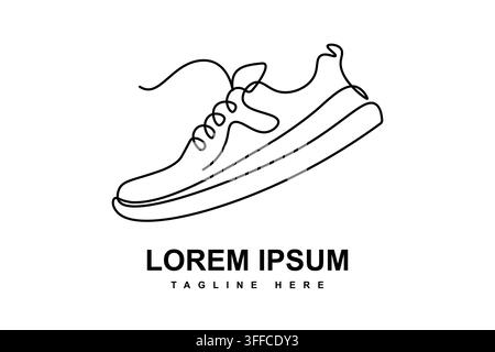 Sneaker line art logo concept on a white background ideal for footwear branding or athletic apparel design Stock Vector