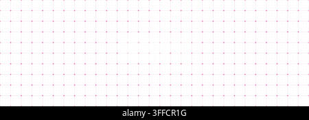 Seamless dash cross grid on white bg. Pink square millimeter paper with intersection markers. Blueprint style sheet. Vector FUI grid for technical dra Stock Vector