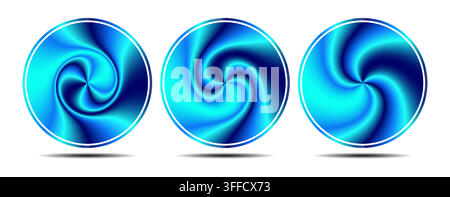 Metallic swirl circle with smooth gradient and glossy 3D texture. Vector illustration Stock Vector