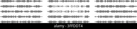 Podcast waveform icon with sound frequency lines and audio equalizer pattern. Stock Vector