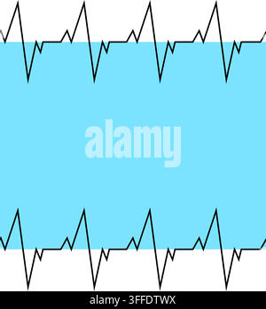 cardiogram graph Pharmacy seamless border Frame template horizontal hand drawn illustration. Vector graphic line art. heart beat pulse rate wave on a Stock Vector