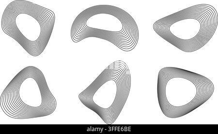 Circle sound wave pattern with concentric ripples and organic lines. Abstract radial design element for modern music and audio visualization projects. Stock Vector