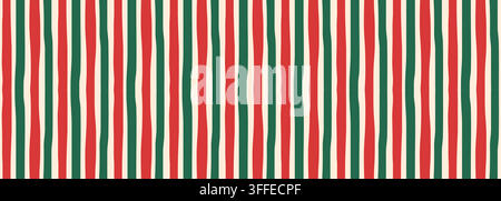 Christmas seamless pattern. Stripe cane texture with red, green and beige lines. Vector illustration Stock Vector