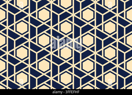 Abstract geometric pattern. A seamless vector background. Golden and blue ornament. Graphic modern pattern. Simple lattice graphic design Stock Vector