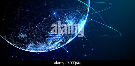 Digital World Globe With Glowing Orbital Network Connections Stock Vector