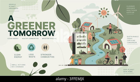 Clean Energy and Renewable Power for a Sustainable Future  Stock Vector