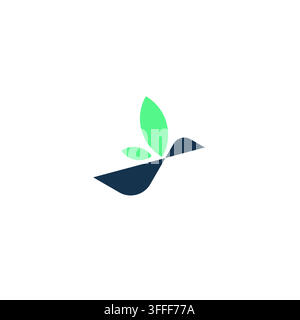 Bird Leaf Logo Design. Green bird Icon with leaves for eco business Stock Vector