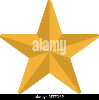 A shiny three dimensional golden star shape isolated on transparent background Stock Vector