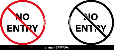 No Entry Sign Solid Icon Set. Access Restriction, Prohibition, And Safety Warning Silhouette Symbol Collection. Traffic Control And Security. Isolated Stock Vector