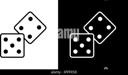 Dice Pair Line Icon Set. Gambling, Chance, And Probability Outline Symbol Collection. Game Strategy, Luck, And Risk Representation. Editable Stroke Stock Vector