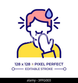 Managing physical body discomfort pixel perfect line color icon Stock Vector