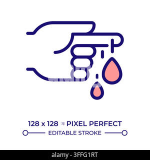 Immediate injury care protocols pixel perfect line color icon. Active wound bleeding management. Acute physical trauma response. Trauma care. Filled o Stock Vector