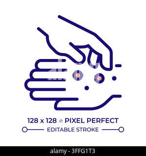 Contagious skin infection awareness pixel perfect line color icon Stock Vector