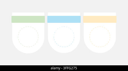Three rounded badge shapes empty infographic template Stock Vector
