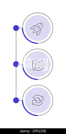 Purple vertical timeline infographic 3 steps Stock Vector