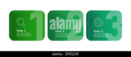 Sequential green process infographic 3 steps Stock Vector