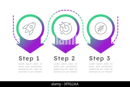 Professional business diagram infographic 3 steps Stock Vector