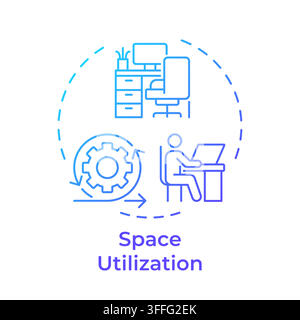 Space utilization gradient outline concept icon Stock Vector
