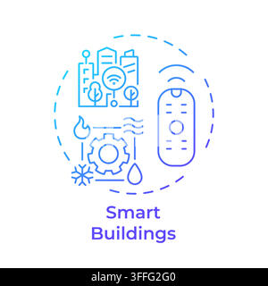 Smart buildings gradient outline concept icon Stock Vector