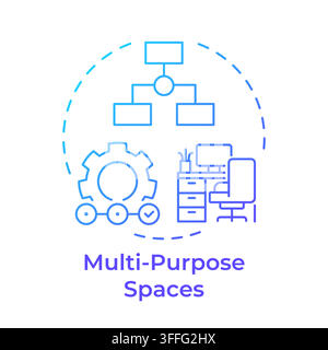 Multi purpose spaces gradient outline concept icon Stock Vector
