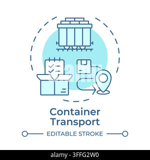 Container transport monochrome blue concept icon Stock Vector