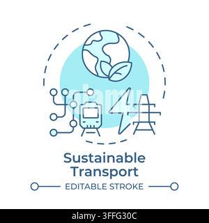 Sustainable transport monochrome blue concept icon Stock Vector