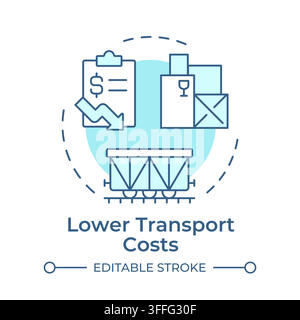 Lower transport costs monochrome blue concept icon Stock Vector