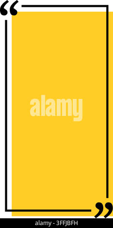 Quote box title isolated. Yellow ribbon speech quotation mark frame ...