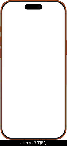 Realistic orange smartphone empty screen frame overlay mockup. Mobile phone display template isolated on transparent bg. Device front view. Smart phon Stock Vector