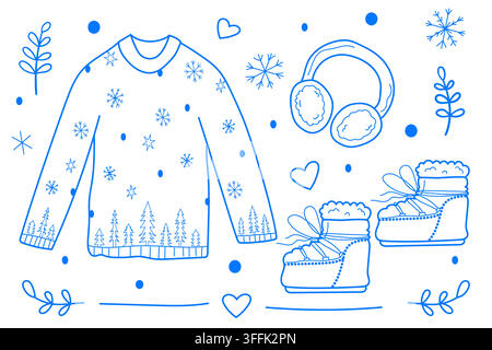 Winter clothing clipart collection  Stock Vector
