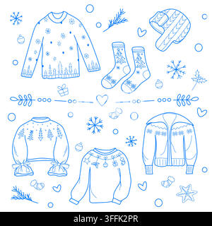 Winter clothing clipart collection Stock Vector
