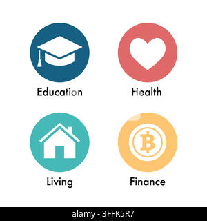Living condition icons infographic illustration. vector illustration template Stock Vector