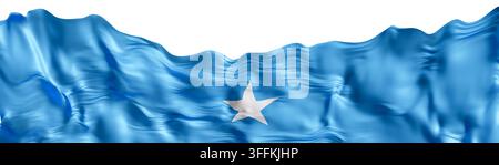 The image shows a footer featuring the flag of Somalia. The flag has a blue background with a white star in the center. This design is on a clear back Stock Photo