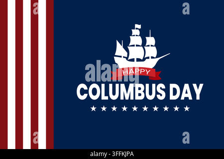 Happy columbus day greeting card design with a vintage ship and american flag colors Stock Vector