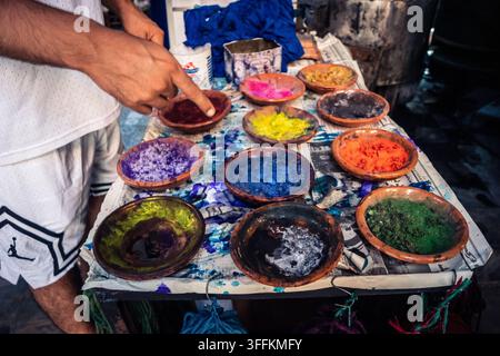​Marrakech, Morocco, September 08, 2026 Local artisans and craftsmen handcrafting traditional wooden and metal objects in small workshops throughout t Stock Photo