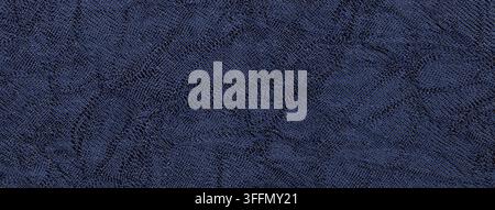 Dark blue crumpled textured background from textile material. Wrinkled navy fabric surface, macro. Stock Photo