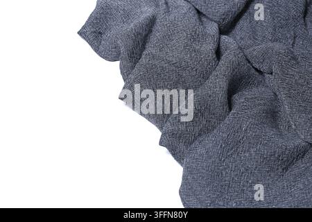 Grey Melange Knit Fabric Texture with Folds on White Stock Photo
