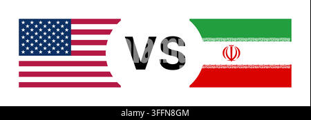 United States vs Iran national flags with versus text in vector concept Stock Vector