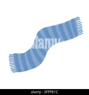 Stylized blue striped winter scarf illustration isolated on white background Stock Photo