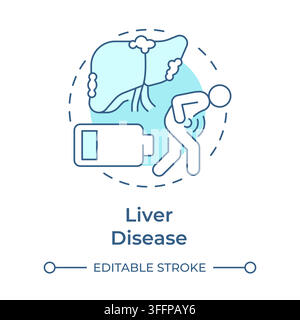 Chest pain monochrome blue concept icon Stock Vector