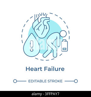 Heart attack monochrome blue concept icon Stock Vector