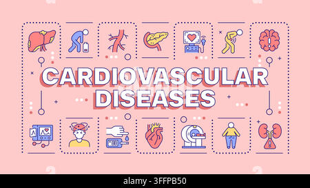 Cardiovascular diseases concept banner Stock Vector