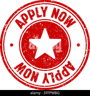 apply now stamp. apply now red round rubber stamp on transparent background Stock Vector