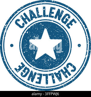 challenge stamp. challenge blue round rubber stamp on transparent background Stock Vector