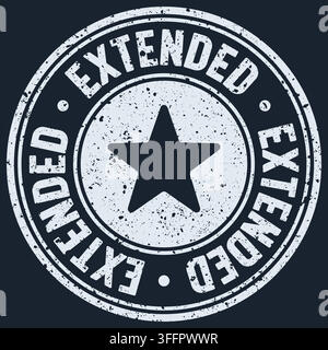 extended stamp. extended white round rubber stamp on dark background Stock Vector