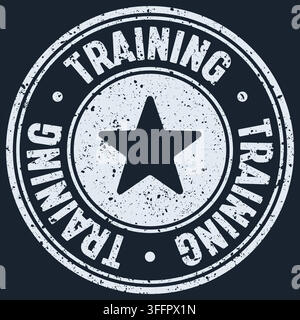 training stamp. training white round rubber stamp on dark background Stock Vector