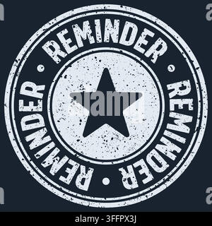reminder stamp. reminder white round rubber stamp on dark background Stock Vector